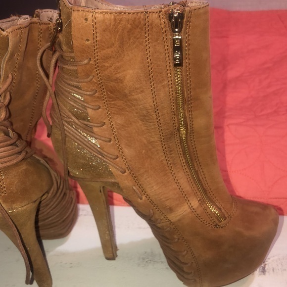 Zi Giny women’s leather platform tan boots size 9‎ 5 inch heels - Picture 7 of 11